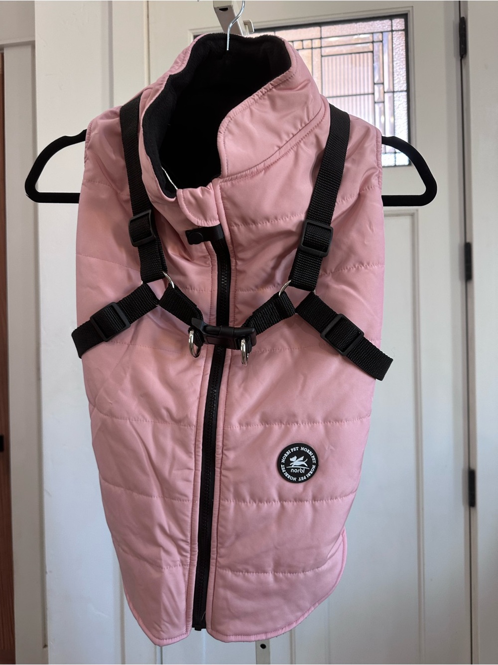 Dog Coat fleece lined with built in harness